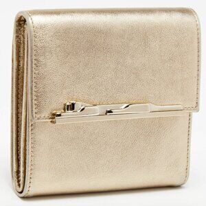 vantage Cartier Cartier Metallic Gold Leather Compact Wallet brand new